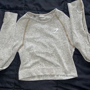 Gymshark • Vital Seamless Crop Long Sleeve Top in Grey Marl Size S